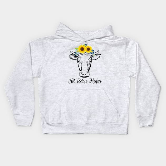 Not Today Heifer Kids Hoodie by animericans